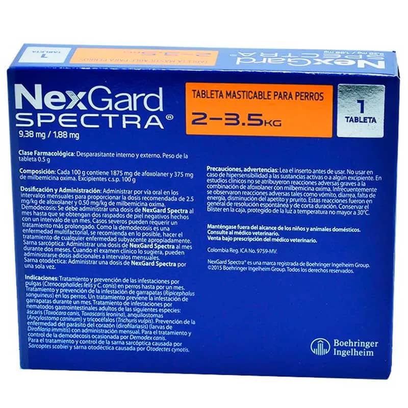 NexGard Spectra - Tableta Masticable para Perros 2 - 3.5 KG
