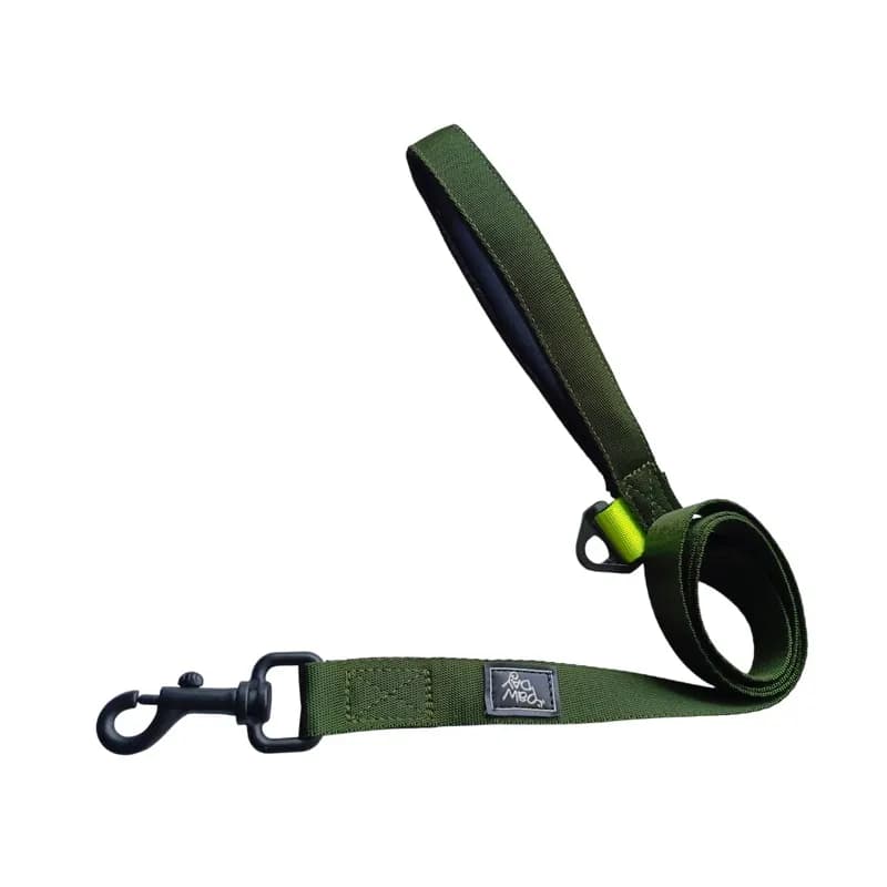 Paw Day - Traílla Essential Verde Militar - Amarillo Neón