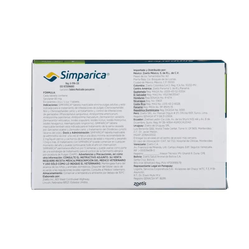 Simparica - Perros De 20,1 Hasta 40 Kg.
