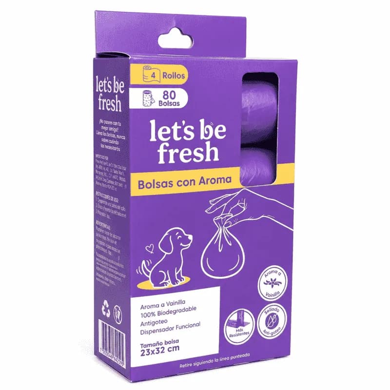 Lets Be Fresh - Bolsas para Perro Aroma Vainilla 4 Rollos