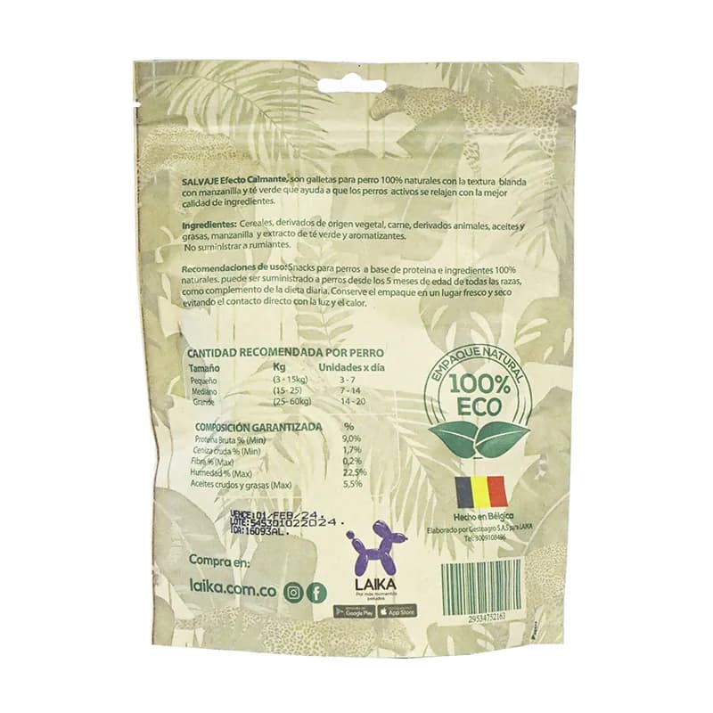 Salvaje - Galletas para Perro Efecto Calmante Manzanilla y Té Verde