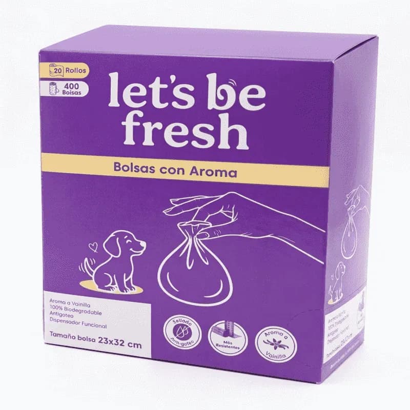 Lets Be Fresh - Bolsas para Perro Aroma Vainilla 20 Rollos