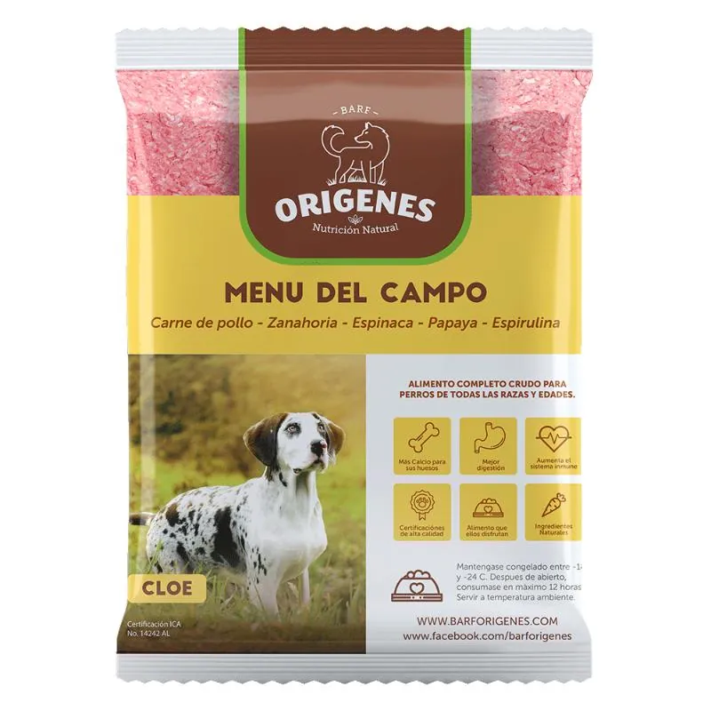 Barf Origenes - Alimento Congelado Menú Del Campo Carne de Pollo