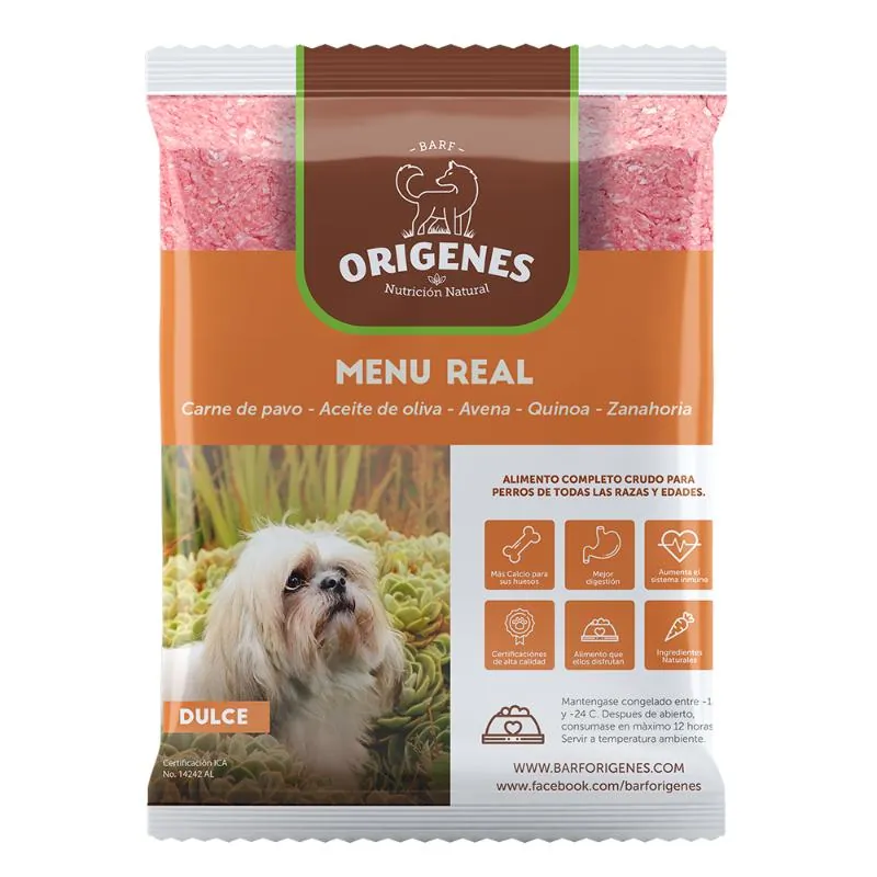 Barf Origenes - Alimento Congelado Menú Real Carne de Pavo