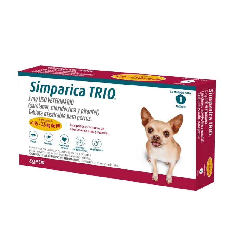 Simparica - TRIO Perros De 1,25 Hasta 2,5Kg 1 tab