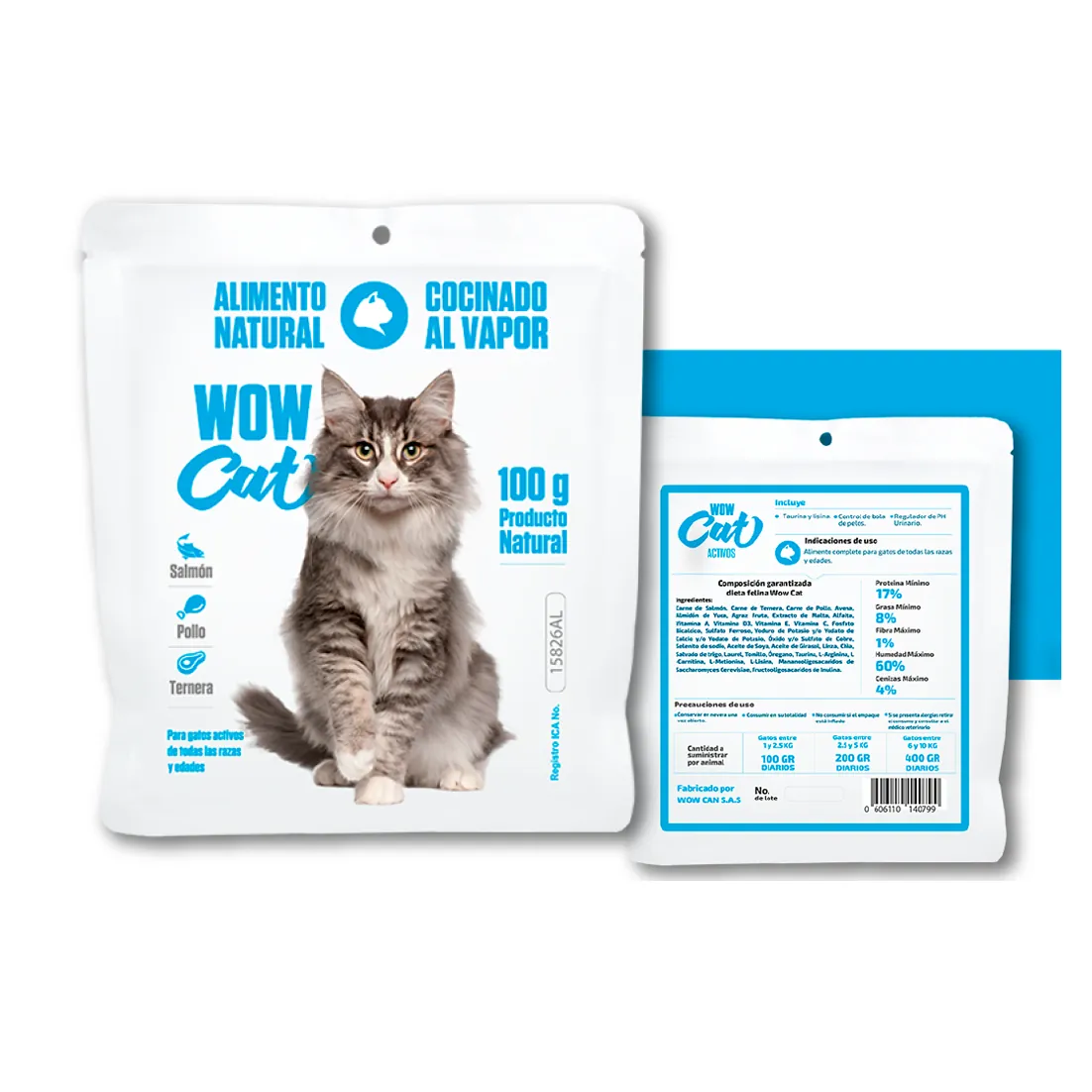 Wow Cat - Salmón Pollo Ternera Cocinado sin Refrigeración