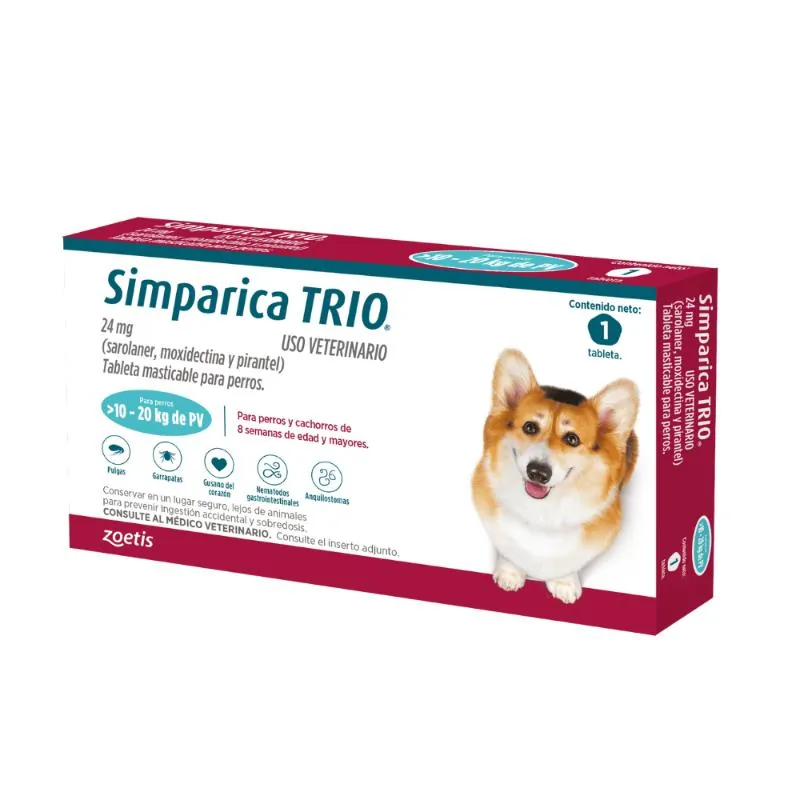Simparica - TRIO Perros De 10 Hasta 20Kg 1 tab