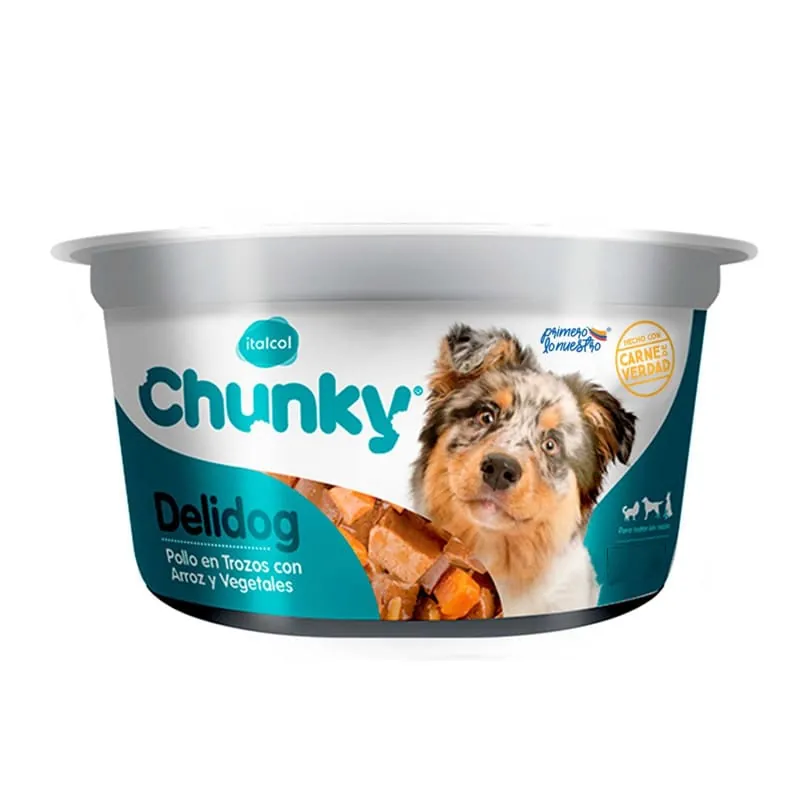 Pote Chunky Delidog Pollo en trozos con arroz y vegetales