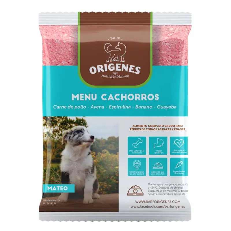 Barf Origenes - Alimento Congelado Menú Cachorros Carne de Pollo