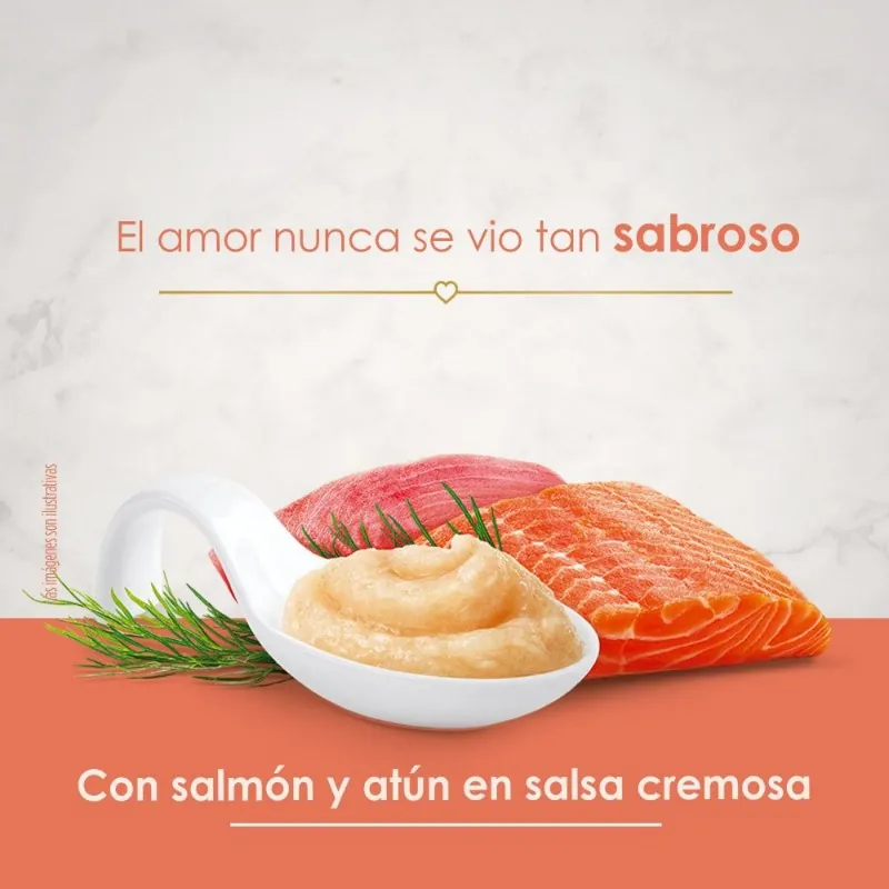 Fancy Feast - Purée Kiss Con Atún y Salmón en Salsa Cremosa