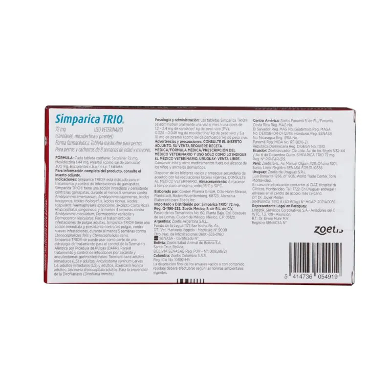 Simparica - TRIO Perros De 40 Hasta 60Kg 1 tab