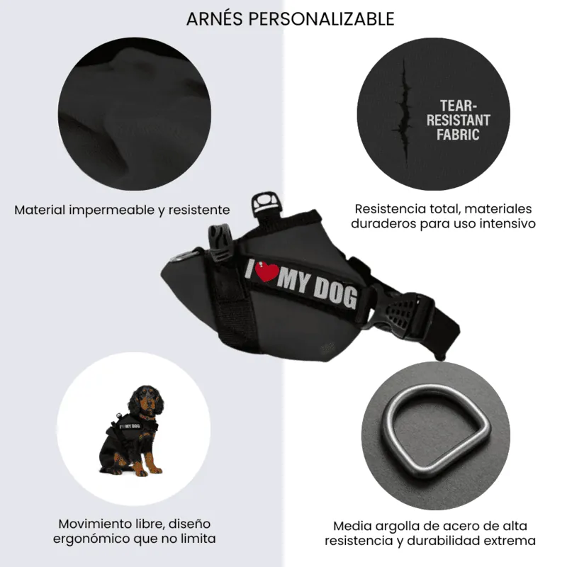 Dogerpilar - Arnés Velcro Negro