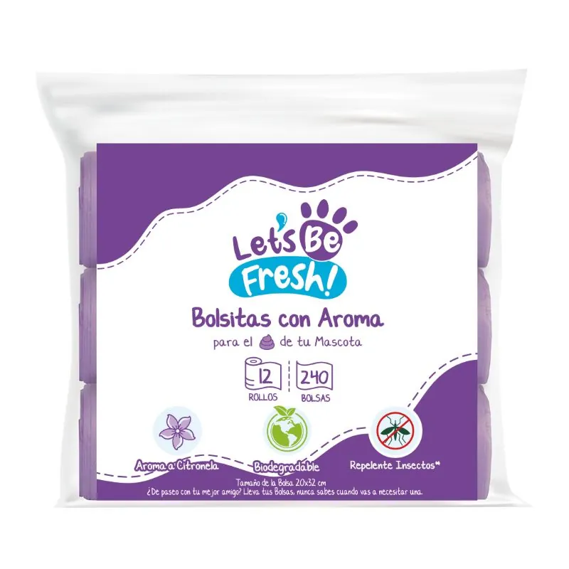 Lets Be Fresh - Bolsas Biodegradables Aroma Citronella 12 Rollos