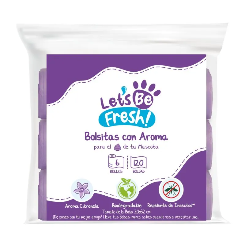 Lets Be Fresh - Bolsas Biodegradables Aroma Citronella 6 Rollos