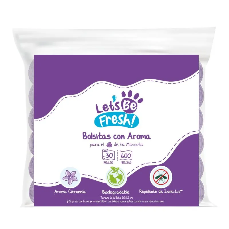 Lets Be Fresh - Bolsas Biodegradables Aroma Citronella 30 Rollos
