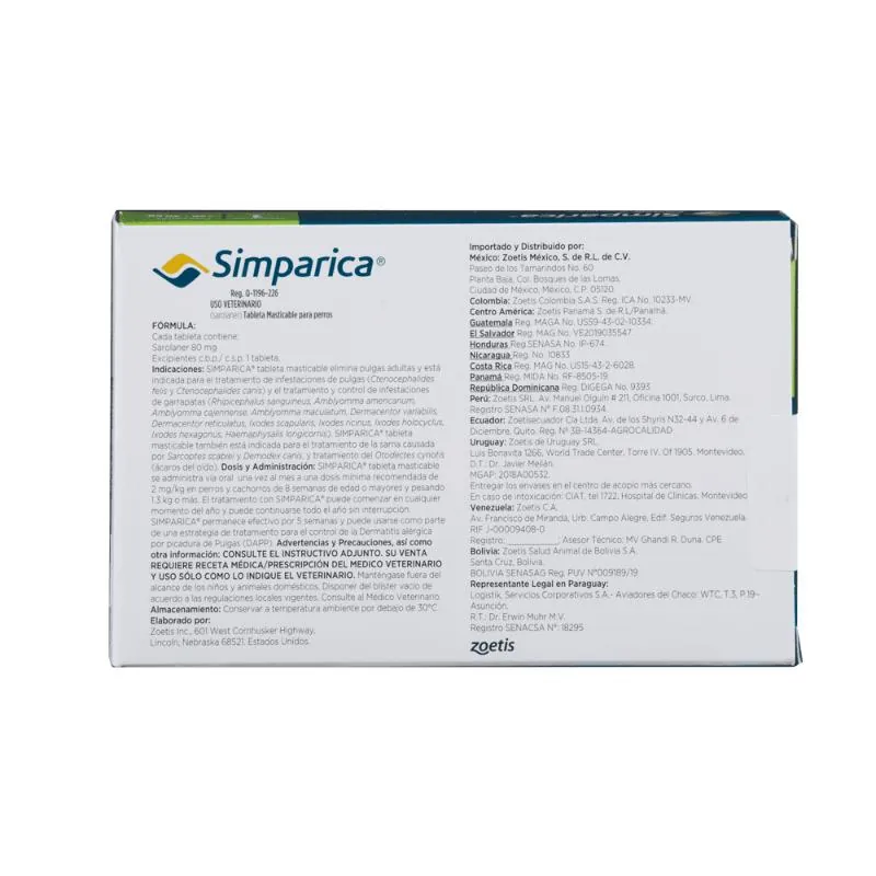 Simparica - Perros De 20,1 Hasta 40 Kg.