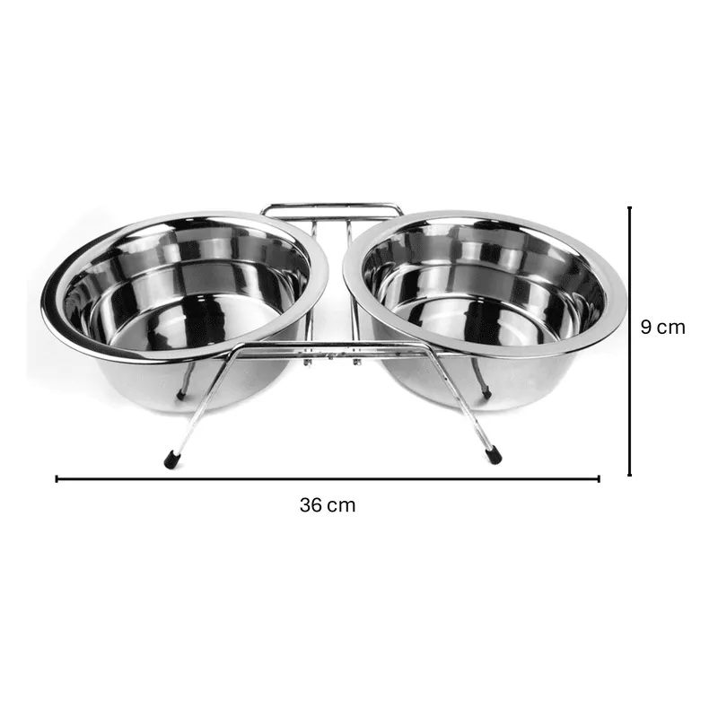 Paw Day - Plato Doble Elevado Metal Pequeño 36x9 cm