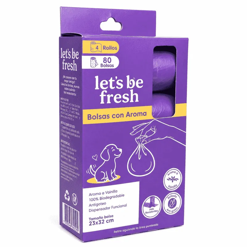 Lets Be Fresh - Bolsas para Perro Aroma Vainilla 4 Rollos