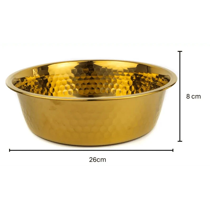 Paw Day - Plato Metalico Diseño Deluxe Dorado 26 Cm
