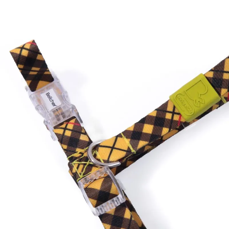 Bellcher - Arnés Tipo H Tartan Mostaza 1.5 Cm