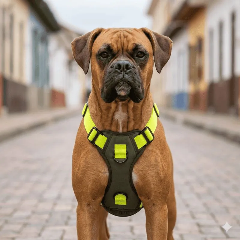 Paw Day - Arnes Essential Verde Militar - Amarillo Neón
