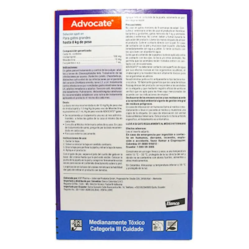 Advocate - Pipeta Solución Tópica Gatos Hasta 8 Kg