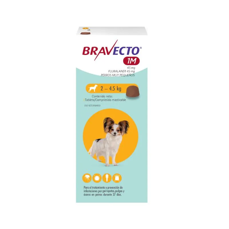 Bravecto 37 Días - Tableta Antipulgas Perros de 2 a 4.5 KG