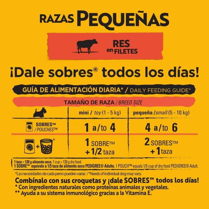 Pedigree - Alimento Húmedo Para Perro Adulto Razas Pequeñas AhorraPack 100 g X 7 Sobres