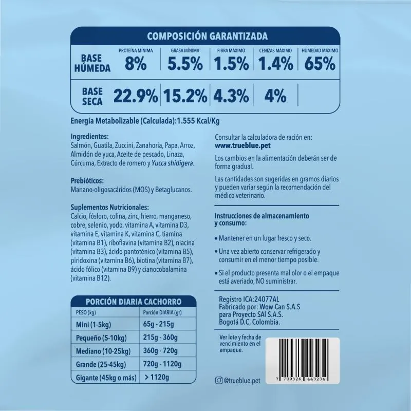 True Blue - Caja Salmon Sensitive Cachorro