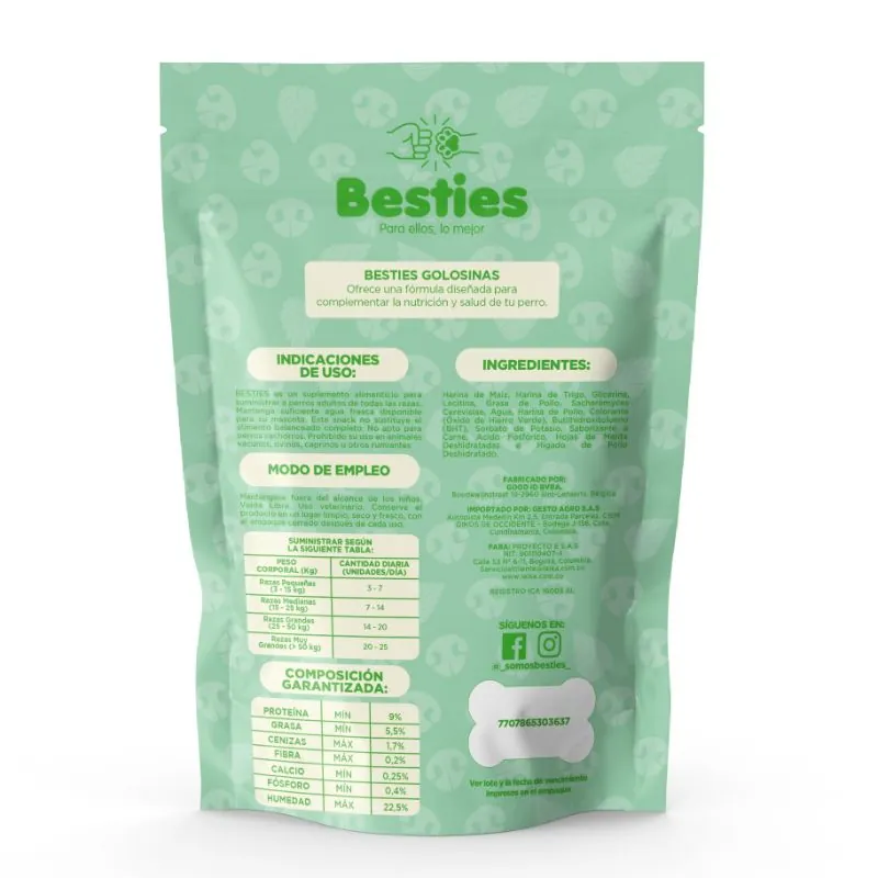 Besties - Huesos Masticables para Perros Sabor Menta