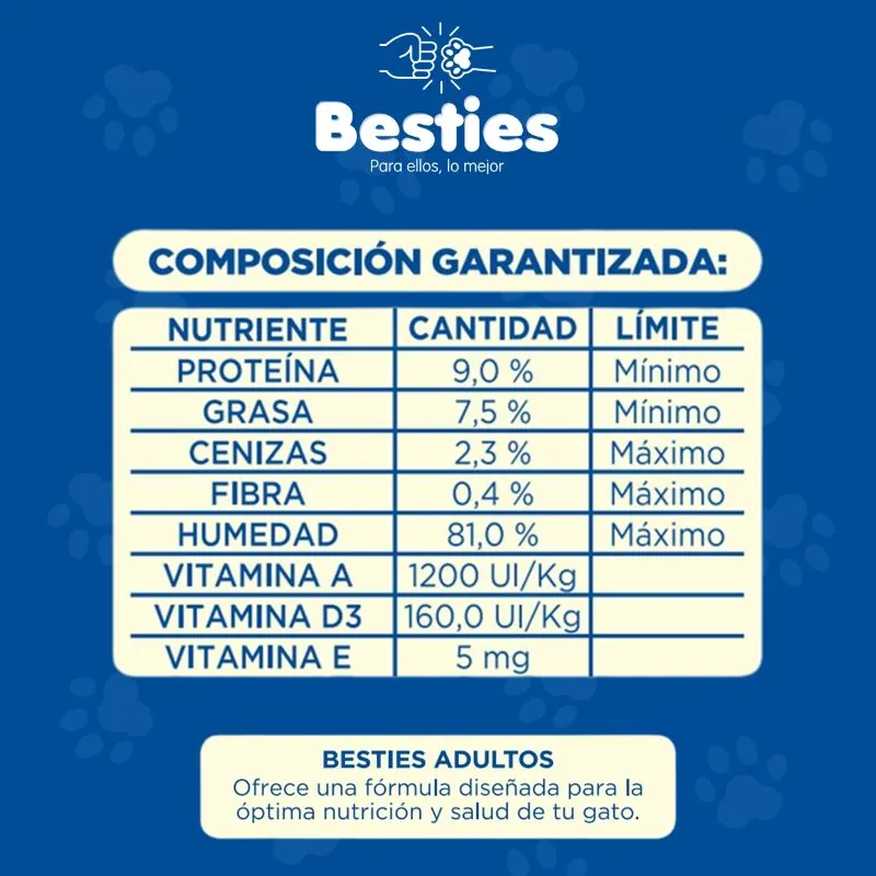 Besties - Paté Alimento Húmedo Gatos Adultos Sabor Pescado