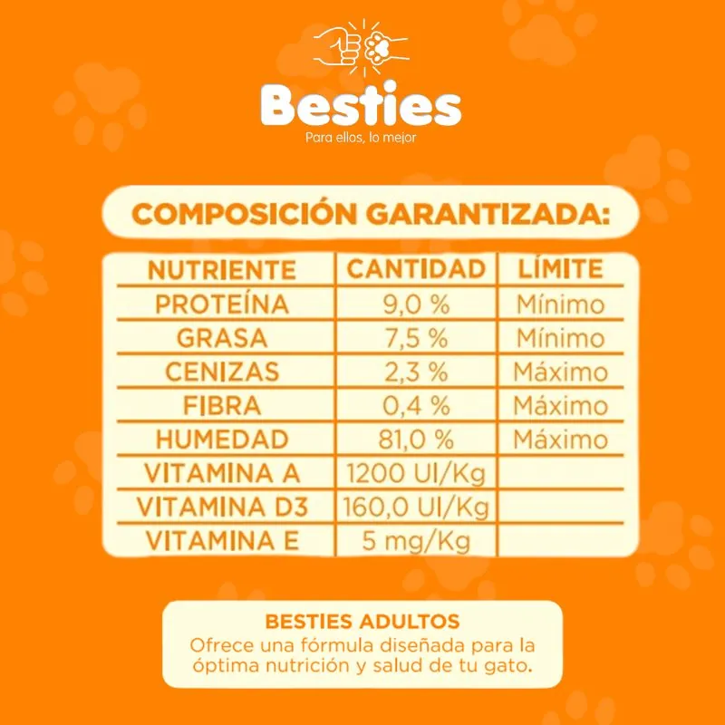 Besties - Paté Alimento Húmedo Gatos Adultos Sabor Pollo