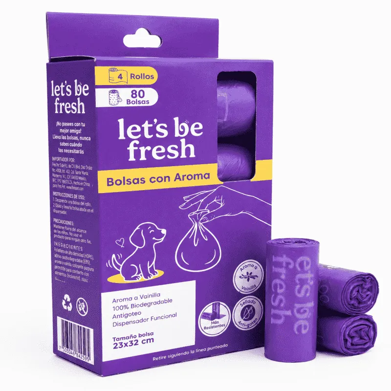 Lets Be Fresh - Bolsas para Perro Aroma Vainilla 4 Rollos