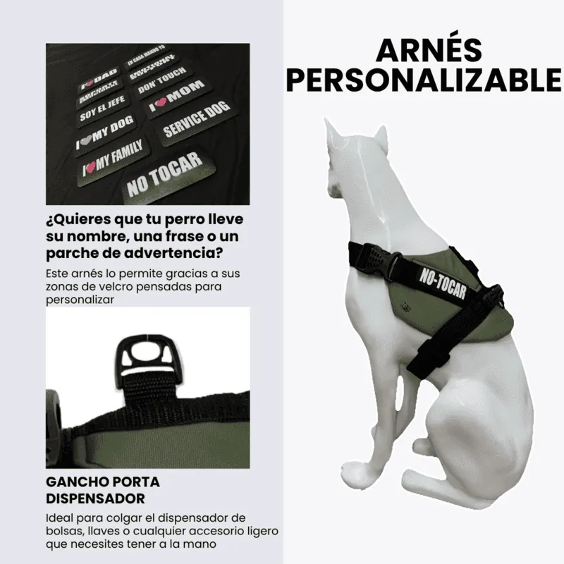 Dogerpilar - Arnés Velcro Verde Militar