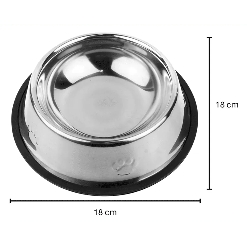 Paw Day - Plato Metalico Goma Antideslizante 18 Cm