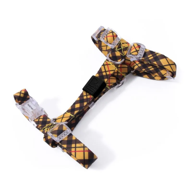 Bellcher - Arnés Tipo H Tartan Mostaza 1.5 Cm