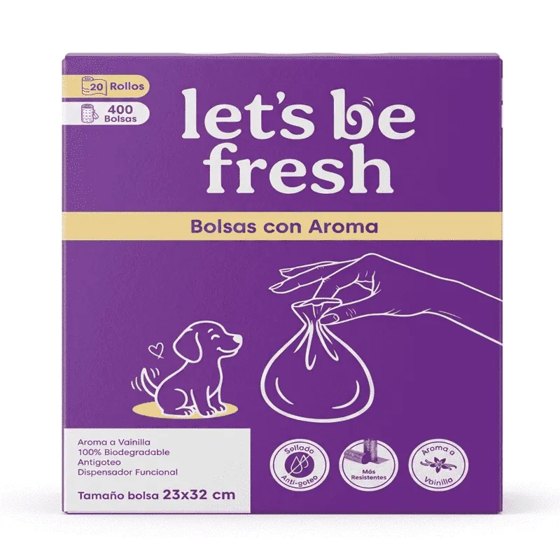 Lets Be Fresh - Bolsas para Perro Aroma Vainilla 20 Rollos
