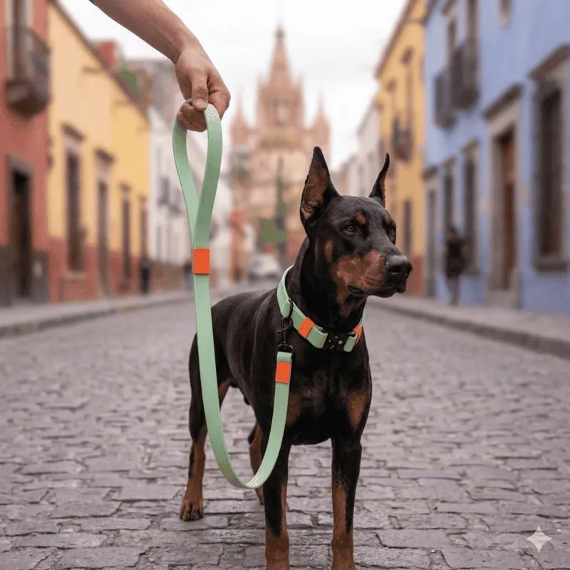 4 Moments - Traílla Pvc Verde Menta - Naranja