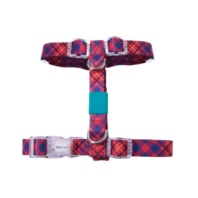 Bellcher - Arnés Tipo H Tartan Rojo 1.5 Cm