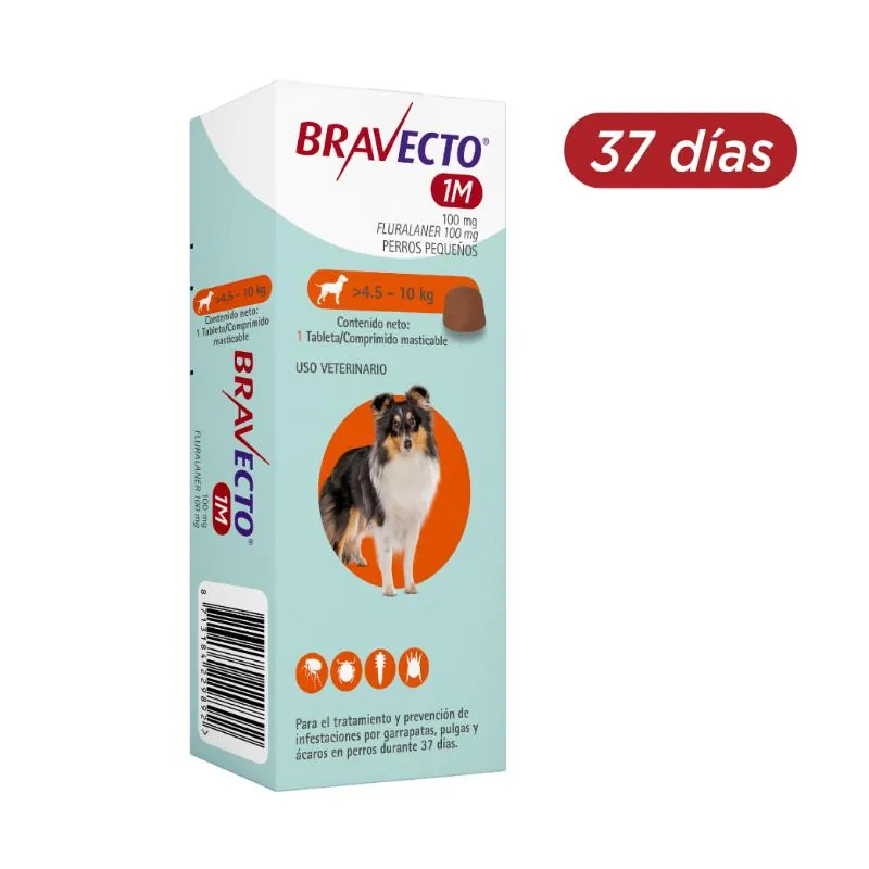 Bravecto 37 Días - Tableta Antipulgas Perros de 4.5 a 10 KG