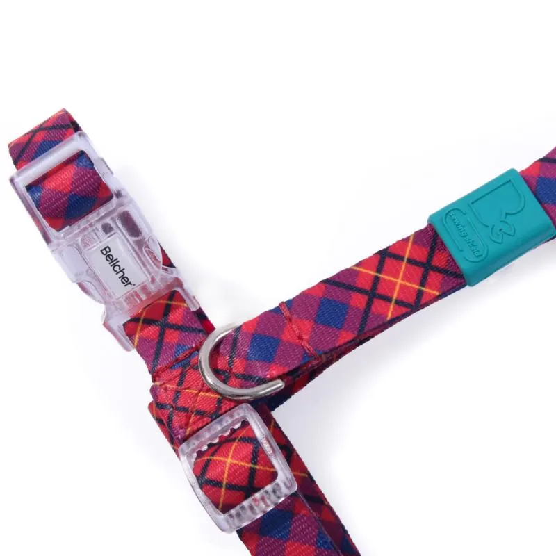 Bellcher - Arnés Tipo H Tartan Rojo 1.5 Cm