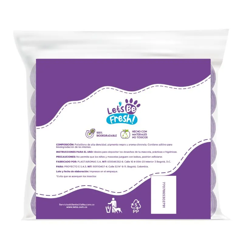 Lets Be Fresh - Bolsas Biodegradables Aroma Citronella 30 Rollos