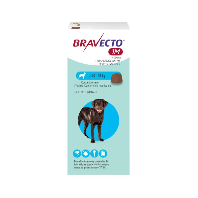 Bravecto 37 Días - Tableta Antipulgas Perros de 20 a 40 KG