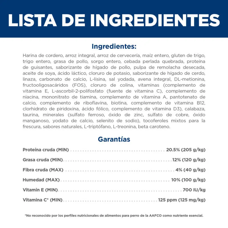 Hills Sd - Small & Mini Alimento Perro Adulto Raza Pequeña Sabor Cordero