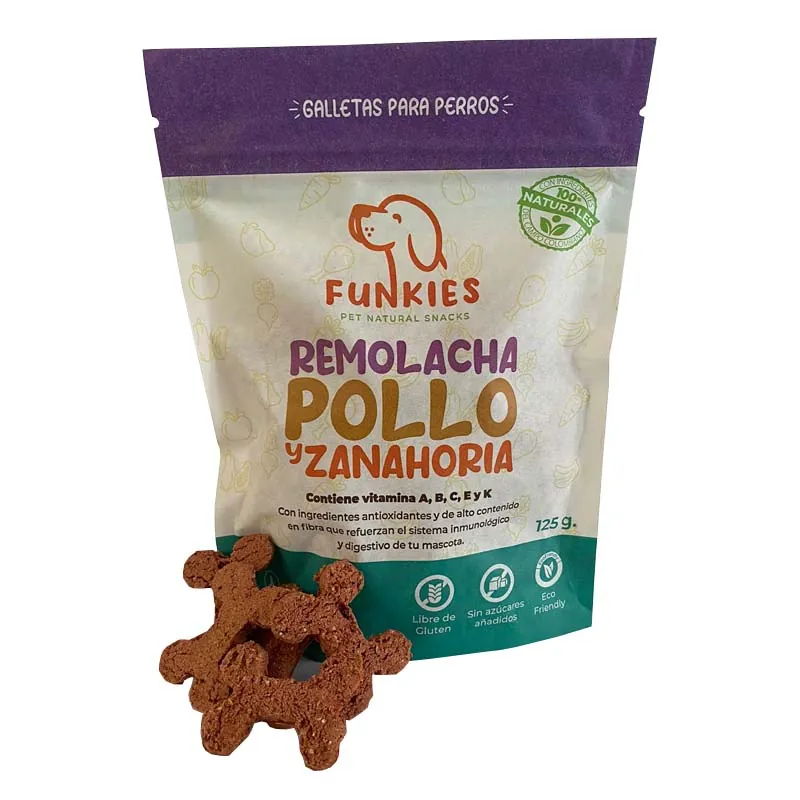 Funkies - Galletas Naturales para Perro Sabor Remolacha, Pollo y Zanahoria