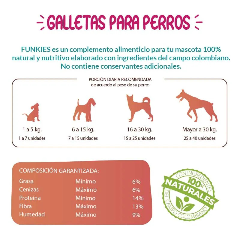 Funkies - Galletas Naturales para Perro Sabor Manzana y Mango