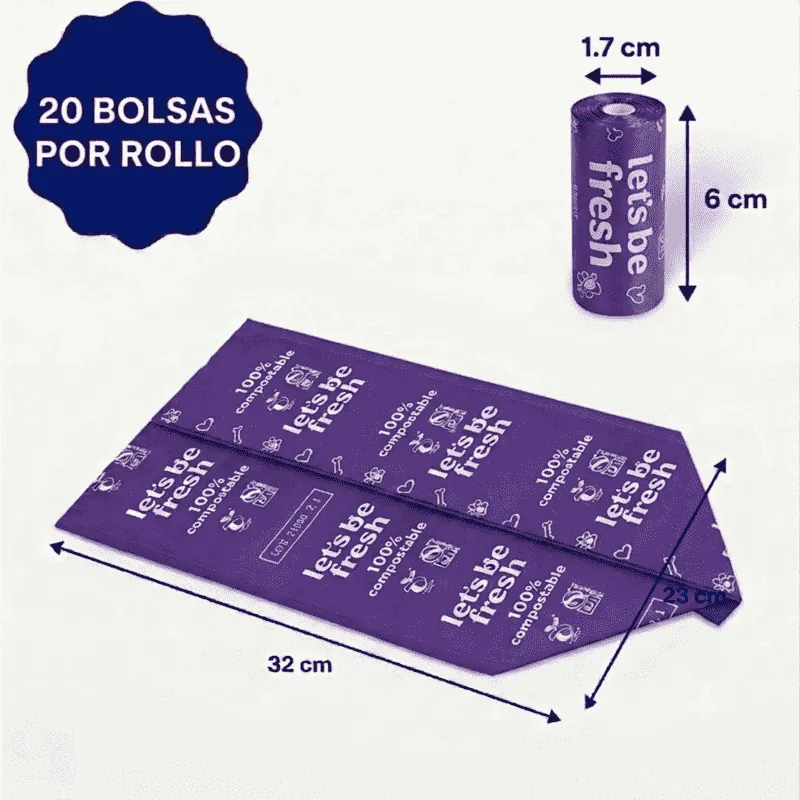 Lets Be Fresh - Bolsas para Perro Aroma Vainilla 20 Rollos