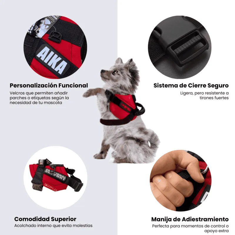Dogerpilar - Arnés Velcro Rojo