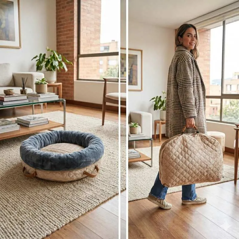 4 Moments - Cama Portátil - Beige / Gris 110x80x15 cm