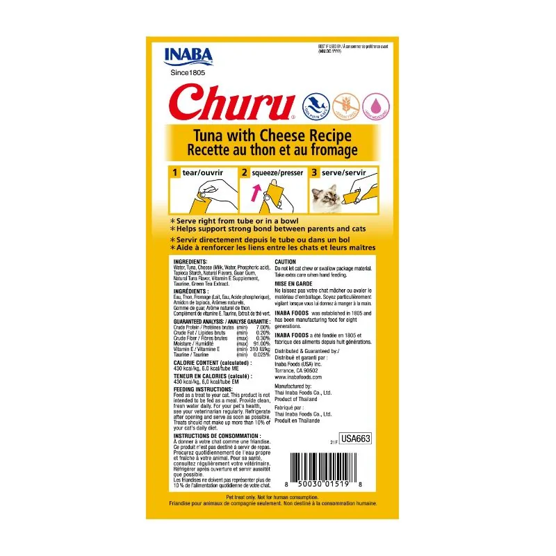 Churu - Inaba Cat Tuna With Cheese Recipe 4 Piezas